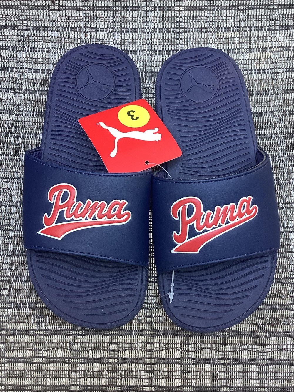 NWT Puma Youth Slides Retro Baseball Graphic Navy Red 3